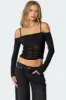 Susie Off Shoulder Mesh Top sold by Edikted