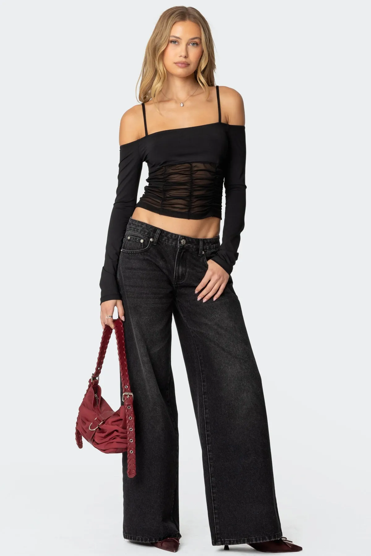 Susie Off Shoulder Mesh Top sold by Edikted product image thumbnail 2