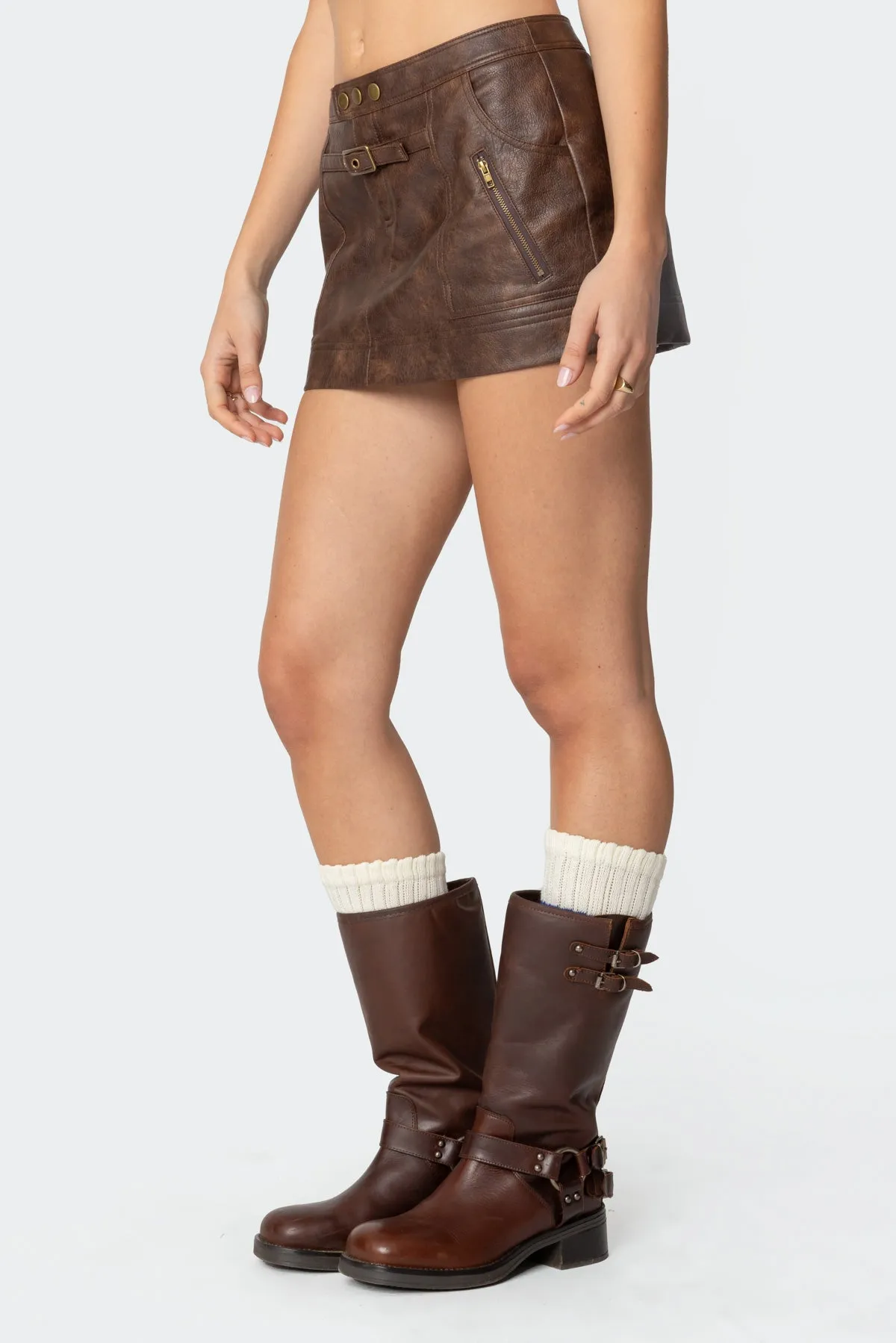 Pax Faux Leather Mini Skirt sold by Edikted product image thumbnail 4