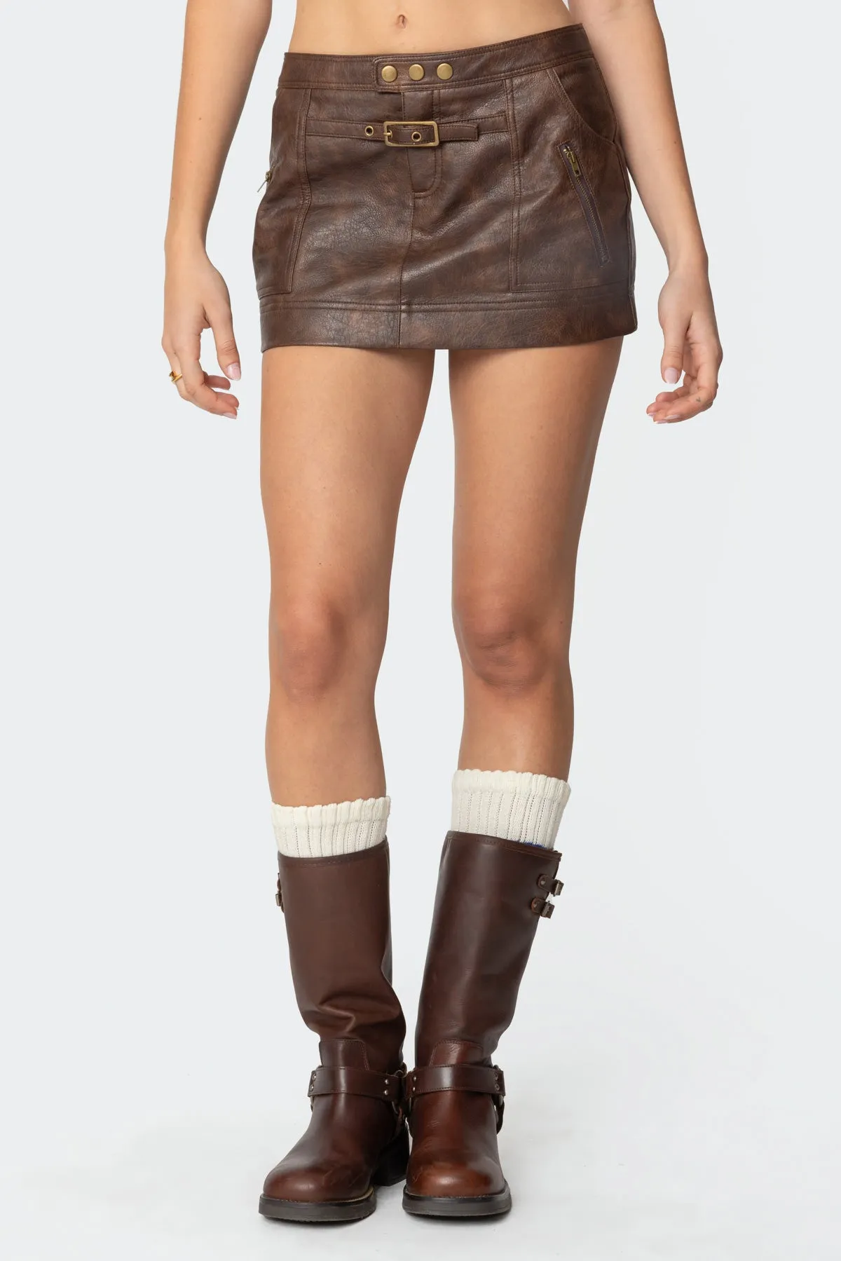 Pax Faux Leather Mini Skirt sold by Edikted product image thumbnail 2