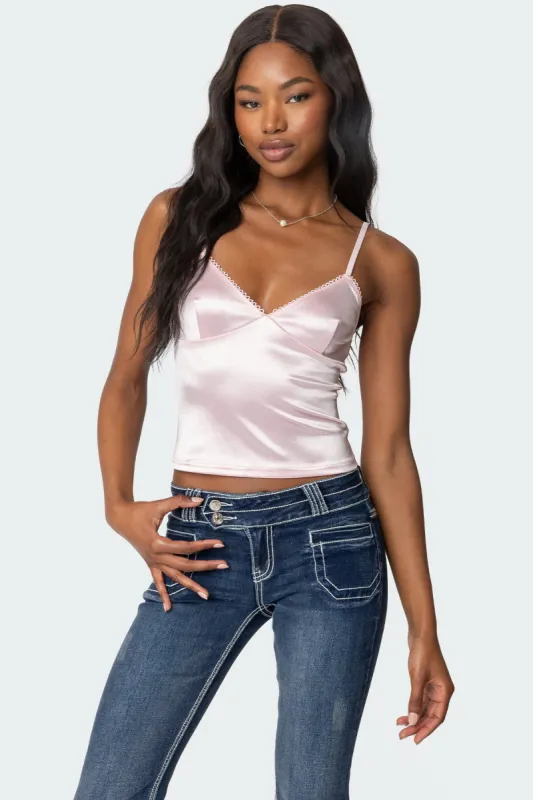Amelie Satin Effect Tank Top sold by Edikted