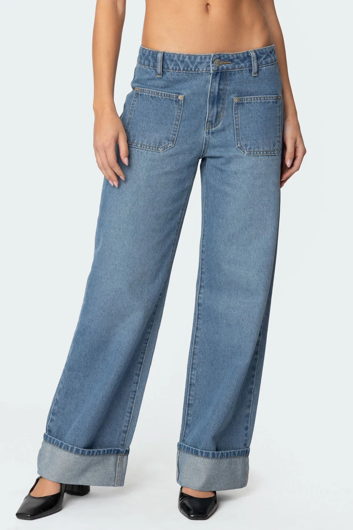 Madi Cuffed Low Rise Jeans sold by Edikted product image thumbnail 2