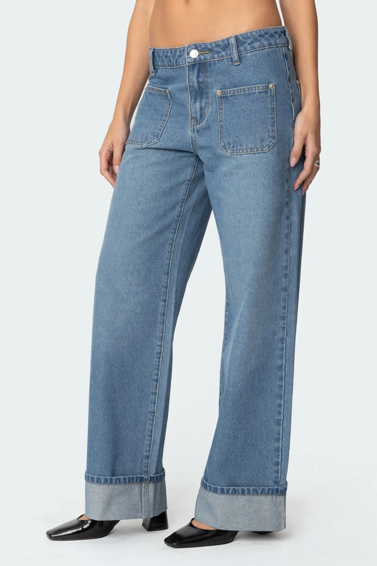 Madi Cuffed Low Rise Jeans sold by Edikted product image thumbnail 4
