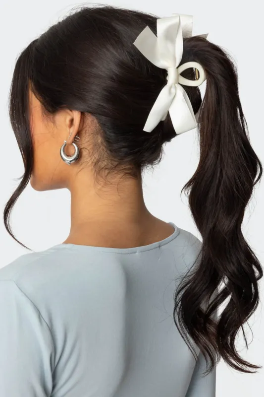 Satin Effect Bow Hair Clip sold by Edikted
