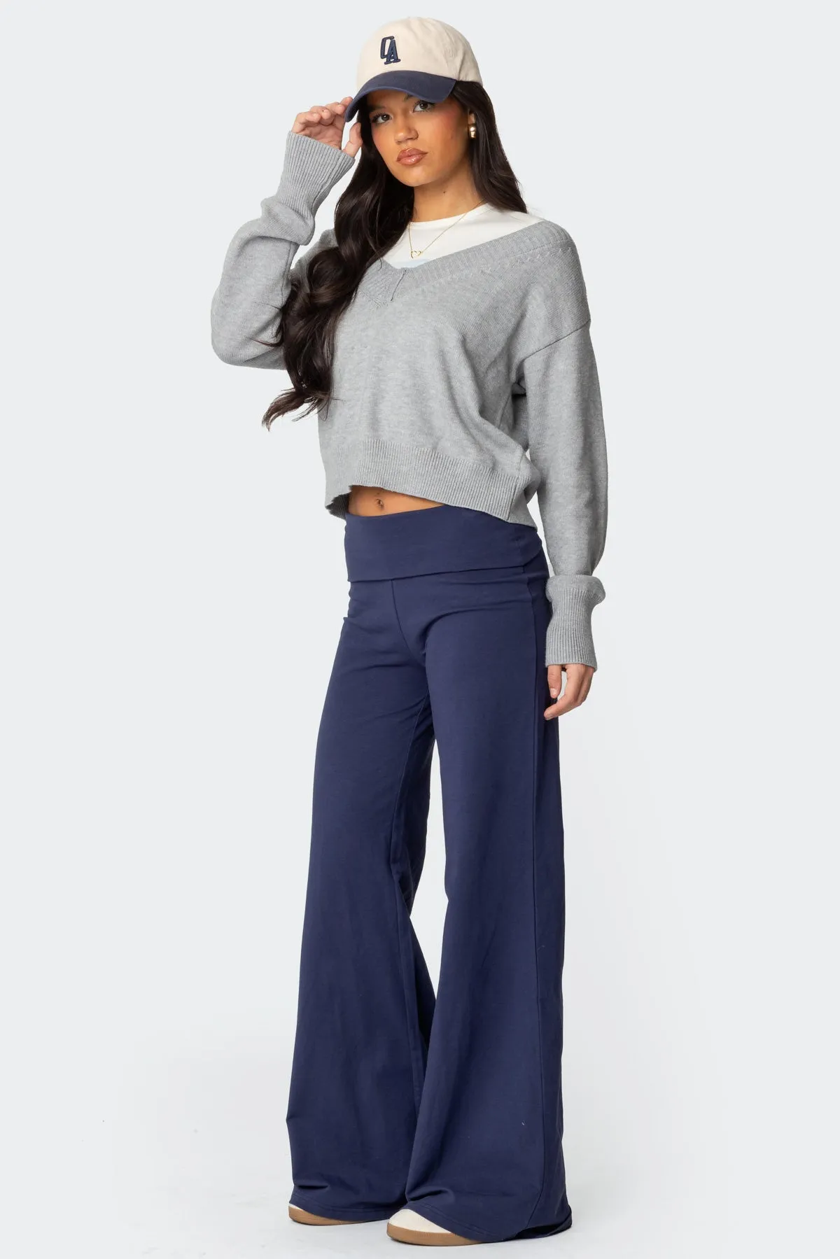 Wide Leg Foldover Pants sold by Edikted product image thumbnail 3