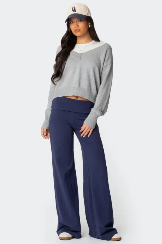 Wide Leg Fold Over Pants sold by Edikted