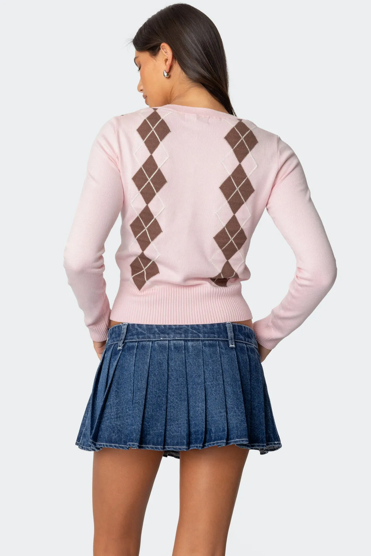 Argyle V Neck Knit Sweater sold by Edikted product image thumbnail 5