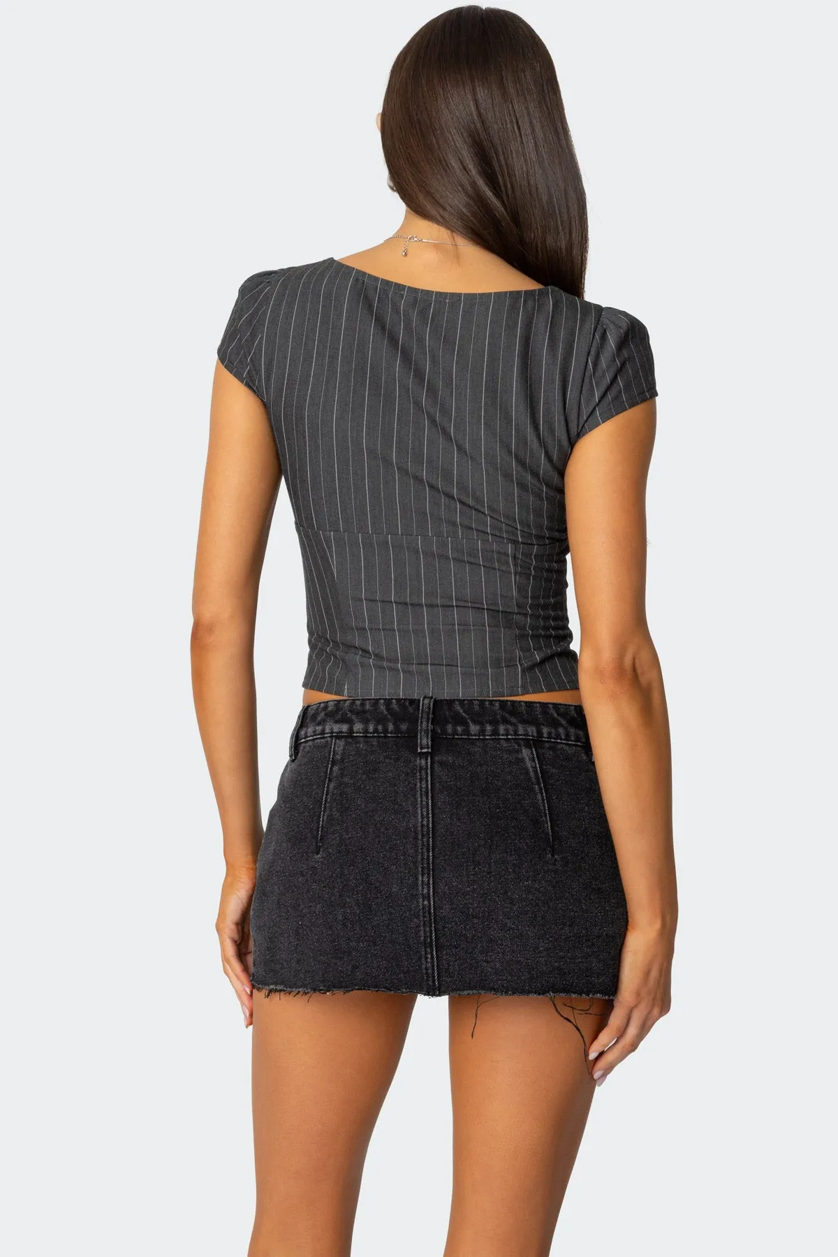 Keni Pinstripe Zip Up Top sold by Edikted product image thumbnail 5