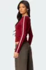 Contrast V Neck Long Sleeve T Shirt sold by Edikted
