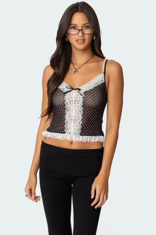 Polka Dot Sheer Mesh Tank Top sold by Edikted