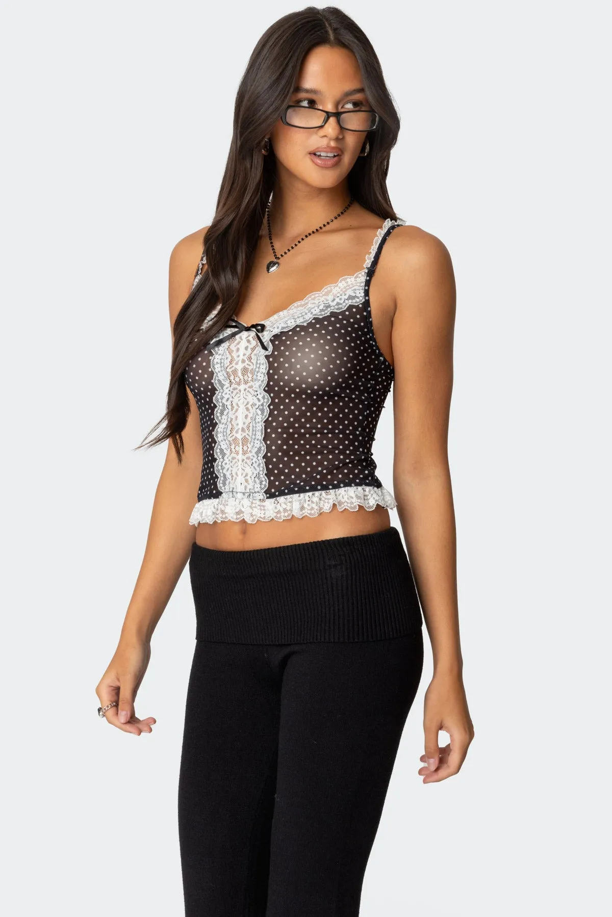 Polka Dot Sheer Mesh Tank Top sold by Edikted product image thumbnail 3