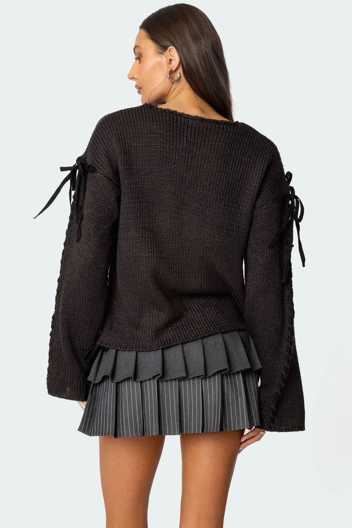 Amelia Lace Up Sleeve Sweater sold by Edikted product image thumbnail 5