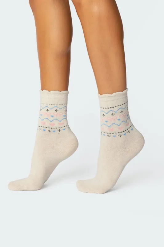 Bow & Heart Socks sold by Edikted