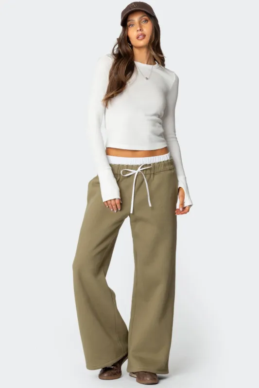 Drawstring Boxer Detail Sweatpants sold by Edikted