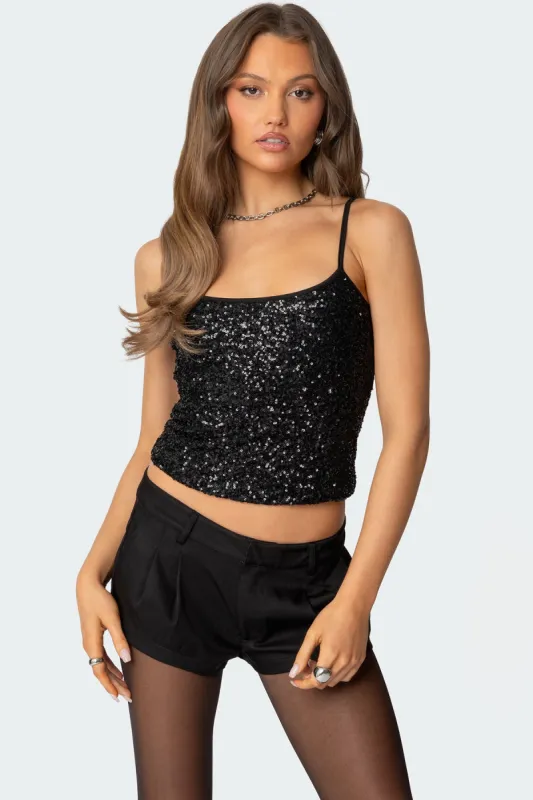 Celene Sequin Tank Top sold by Edikted