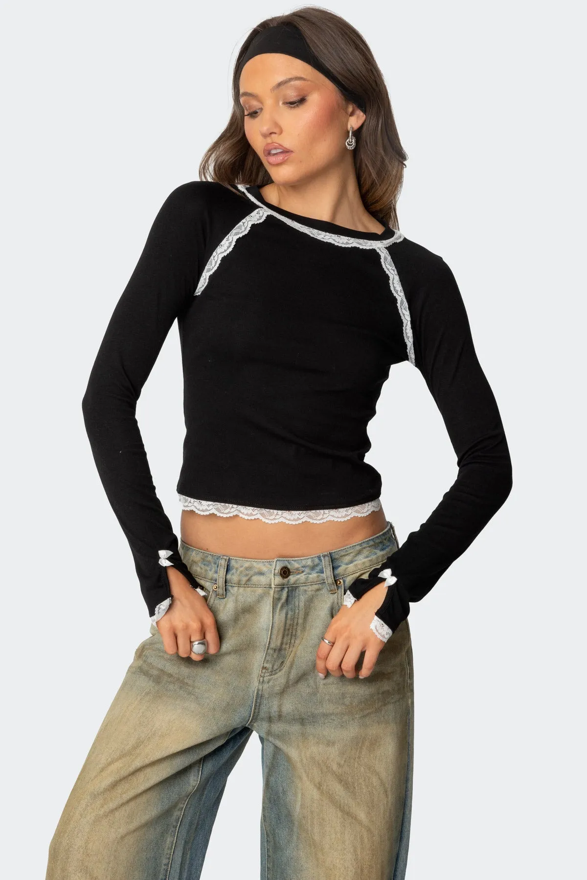 Edith Lacey Ribbed Top sold by Edikted