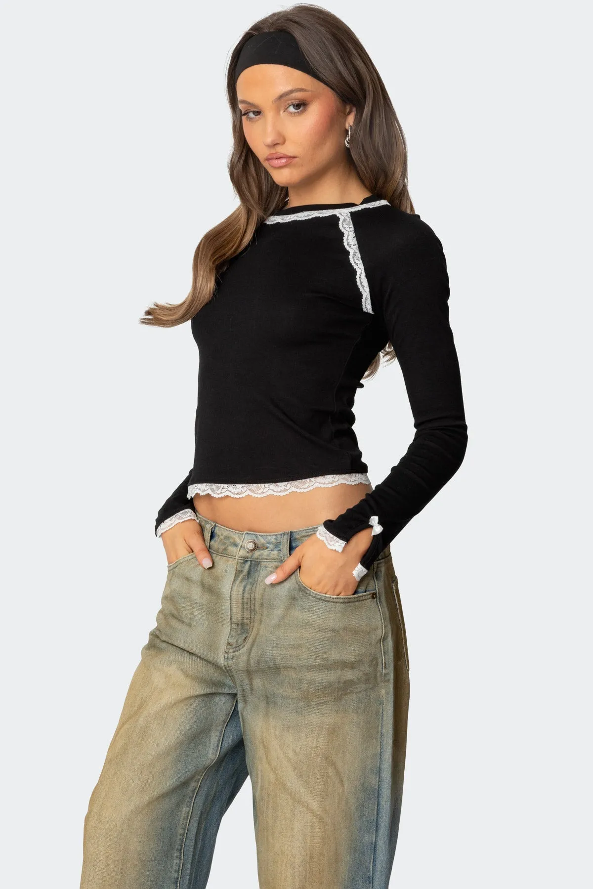 Edith Lacey Ribbed Top sold by Edikted product image thumbnail 3