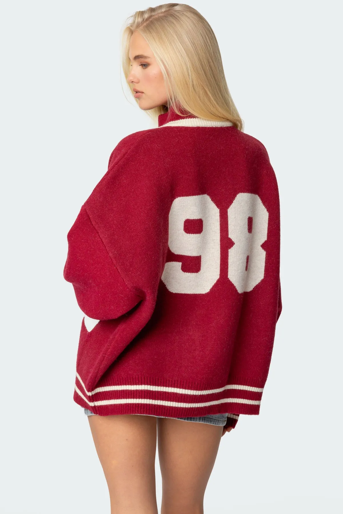 98 Varsity Zip Up Sweater sold by Edikted product image thumbnail 3