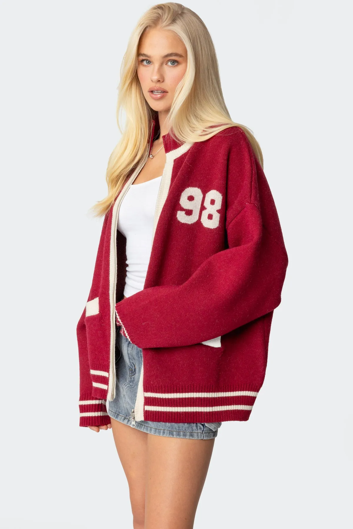 98 Varsity Zip Up Sweater sold by Edikted product image thumbnail 4