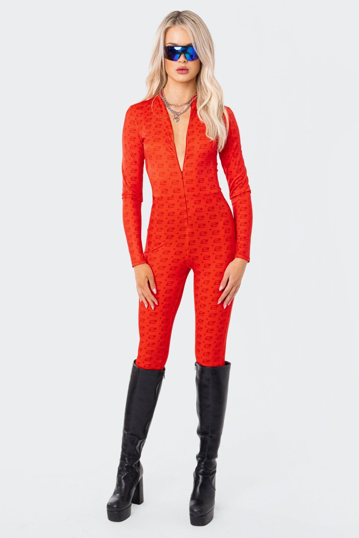 E* Monogram Jumpsuit sold by Edikted