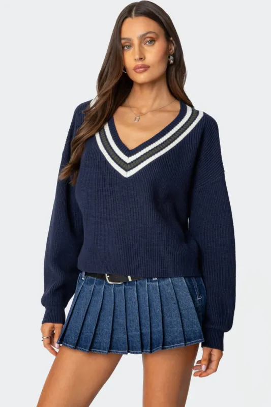 Lauryl V Neck Sweater sold by Edikted