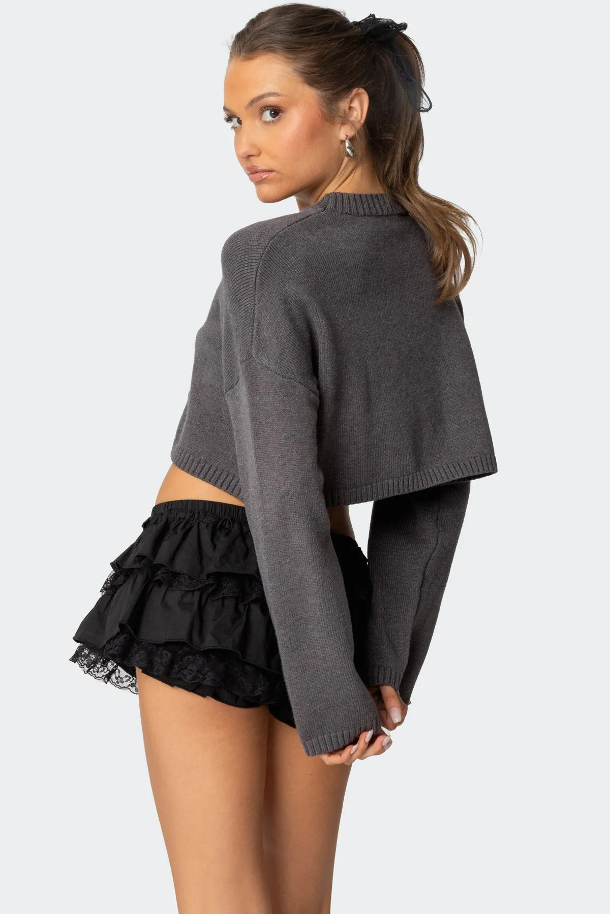 Knit Bow Cropped Sweater sold by Edikted product image thumbnail 4