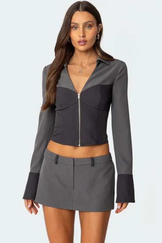 Angela Tailored Zip Up Top made by Edikted