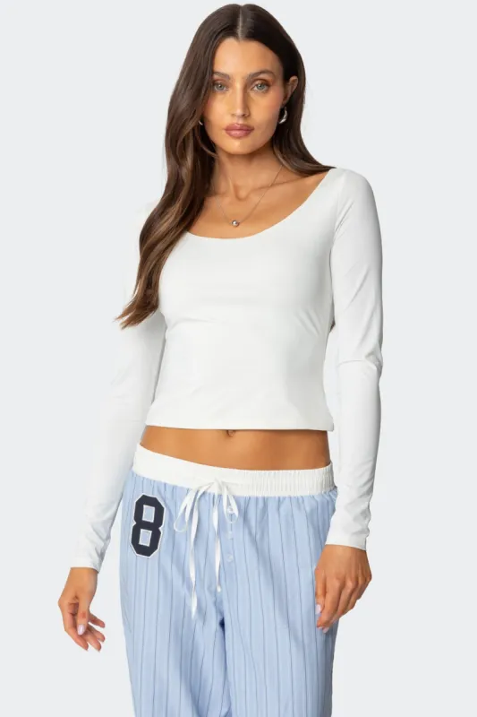 Millicent Wide Scoop Neck Top sold by Edikted