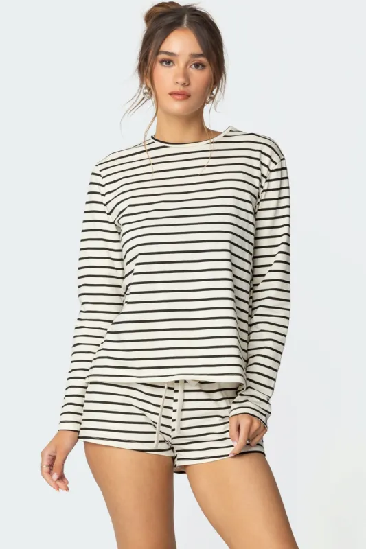 Jordyn Striped Long Sleeve T Shirt sold by Edikted