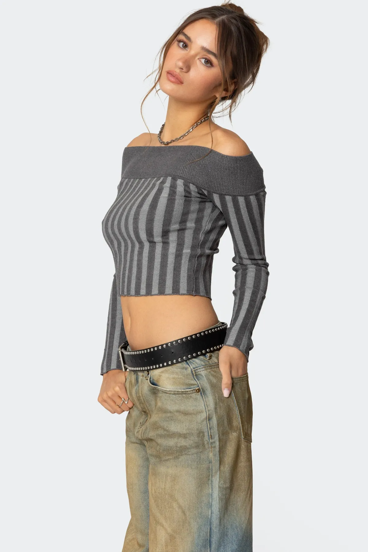 Daren Off Shoulder Knit Top sold by Edikted product image thumbnail 3