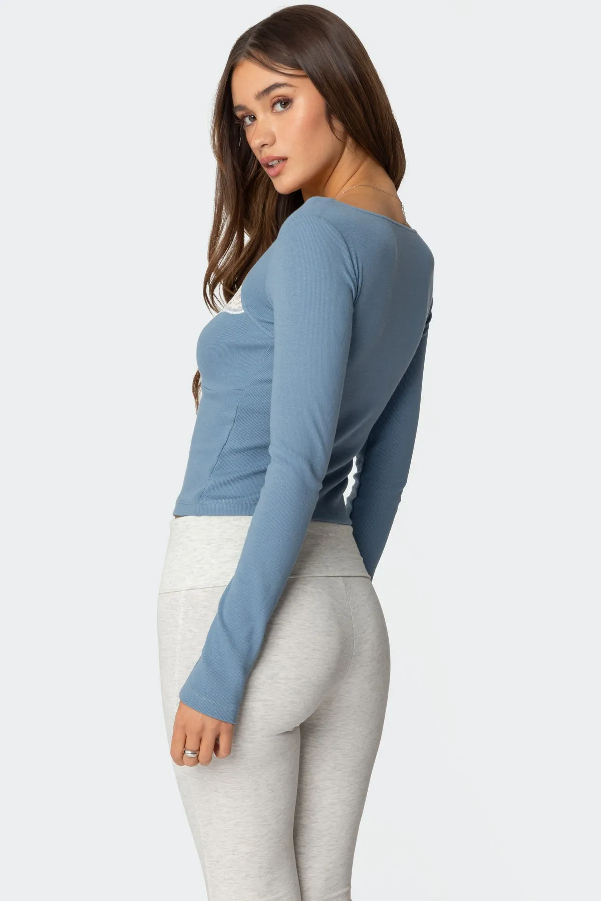 Morgyn Lace Trim Ribbed Top sold by Edikted product image thumbnail 5