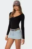 Jonah Long Sleeve V Neck Bodysuit sold by Edikted