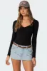 Jonah Long Sleeve V Neck Bodysuit sold by Edikted