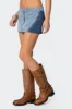 Reni Contrast Zip Denim Mini Skirt sold by Edikted