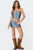 Reni Contrast Zip Denim Mini Skirt sold by Edikted