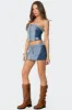 Reni Contrast Zip Denim Mini Skirt sold by Edikted