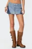 Reni Contrast Zip Denim Mini Skirt sold by Edikted