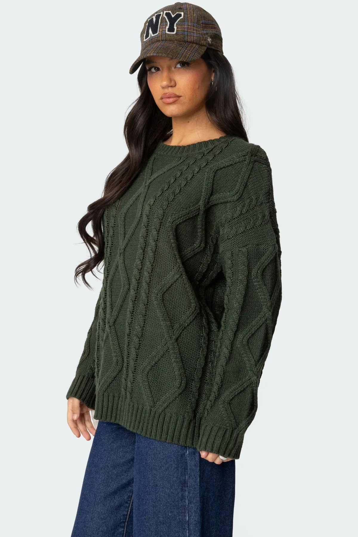 Kennedy Oversized Cable Knit Sweater sold by Edikted product image thumbnail 3