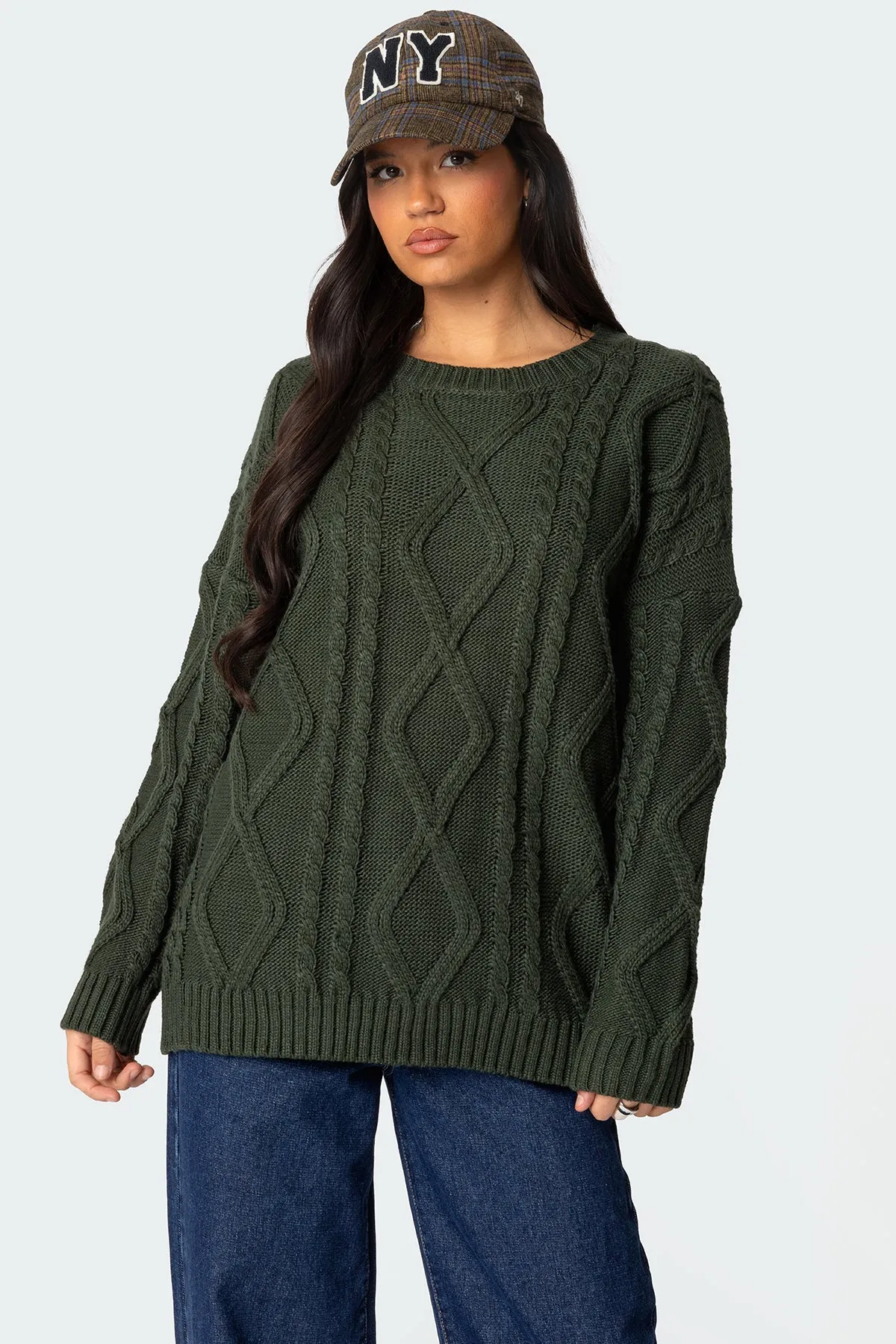 Kennedy Oversized Cable Knit Sweater sold by Edikted