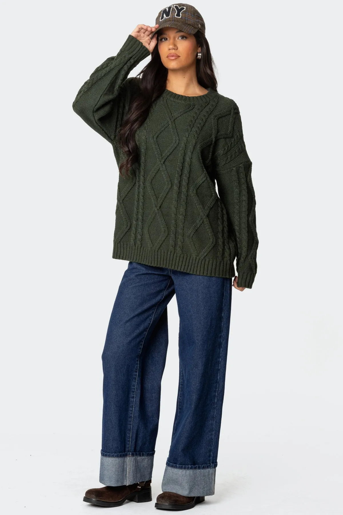 Kennedy Oversized Cable Knit Sweater sold by Edikted product image thumbnail 4