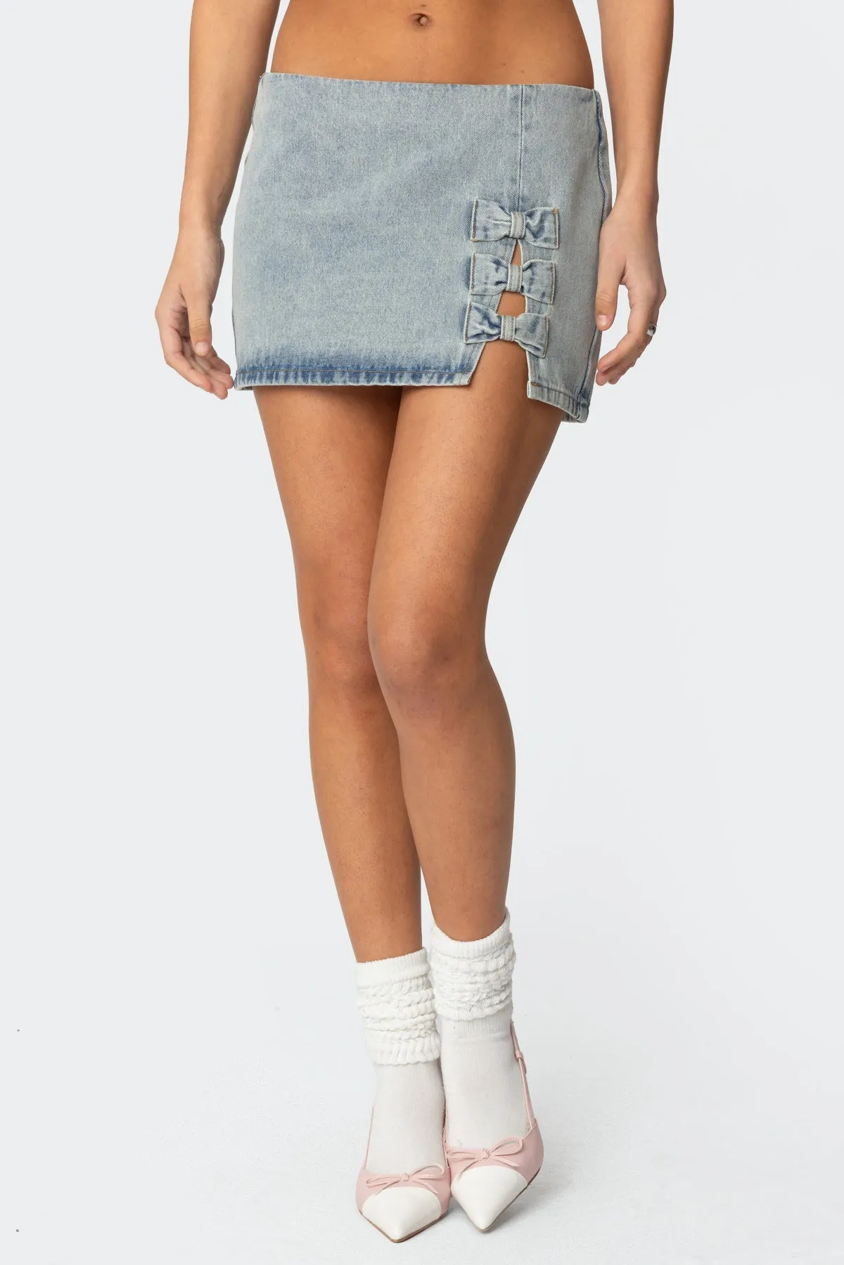 Bowdie Washed Denim Mini Skirt sold by Edikted product image thumbnail 2