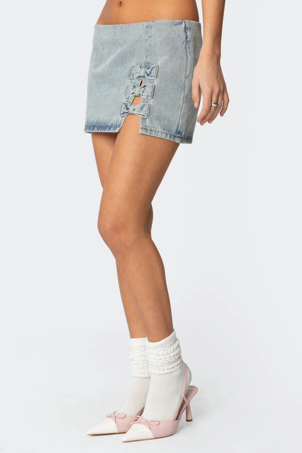 Bowdie Washed Denim Mini Skirt sold by Edikted product image thumbnail 4