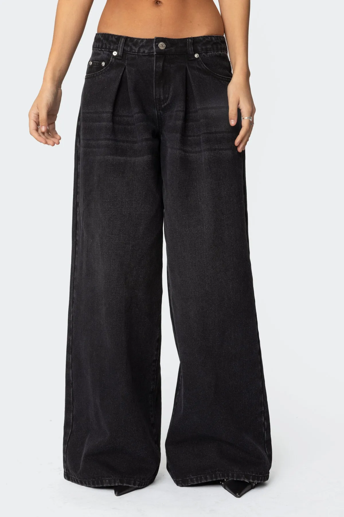 Pleated Detail Low Rise Baggy Jeans sold by Edikted product image thumbnail 2