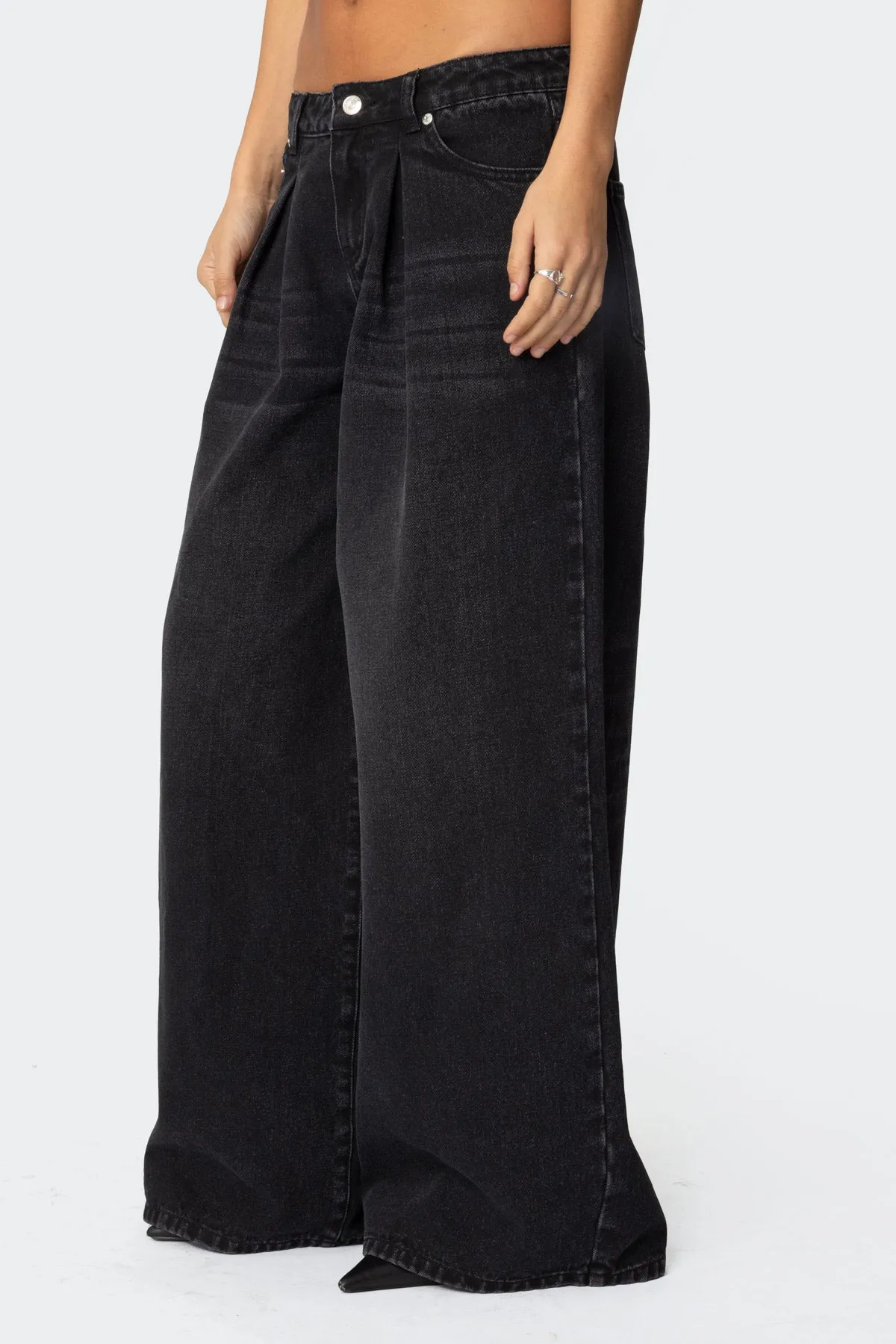Pleated Detail Low Rise Baggy Jeans sold by Edikted product image thumbnail 3