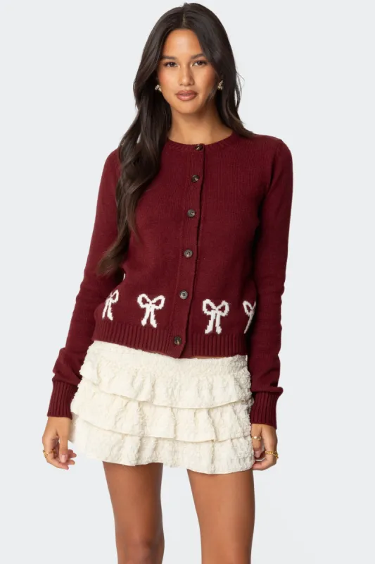 Rona Bow Knit Cardigan sold by Edikted