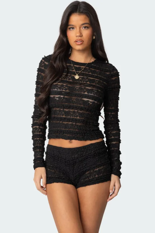Maisley Sheer Lace Top sold by Edikted