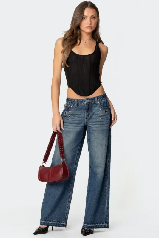 Davis Grommet Low Rise Jeans sold by Edikted
