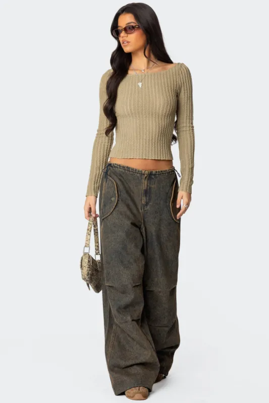 Regine Oversized Parachute Jeans sold by Edikted