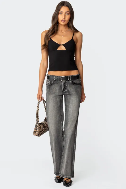 Boot Cut Washed Low Rise Jeans sold by Edikted
