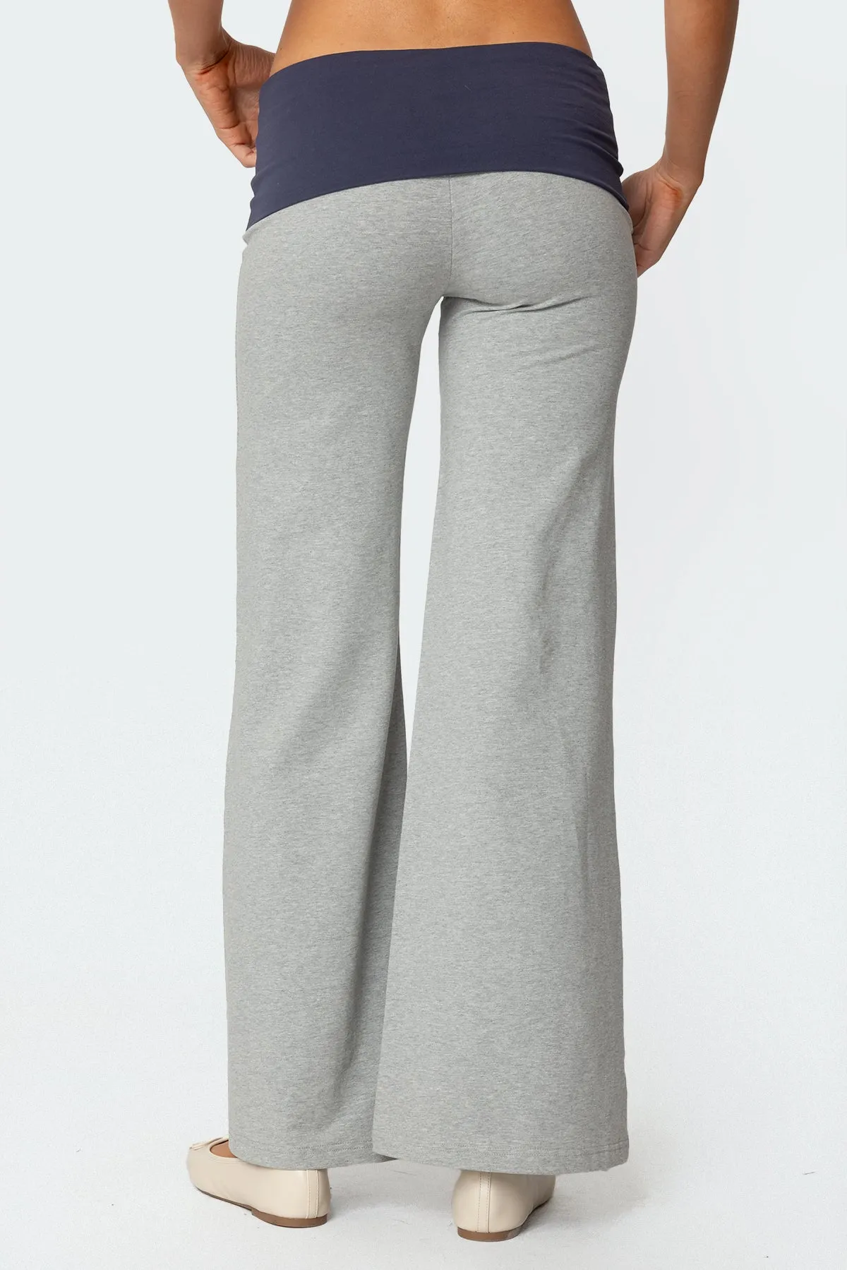 Wide Leg Contrast Foldover Pants sold by Edikted product image thumbnail 5